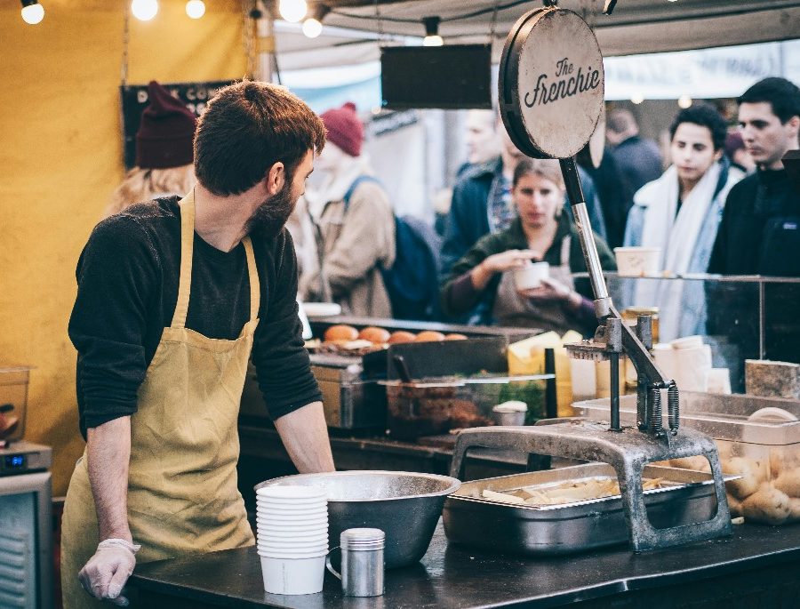 Man at a stall at a food festival