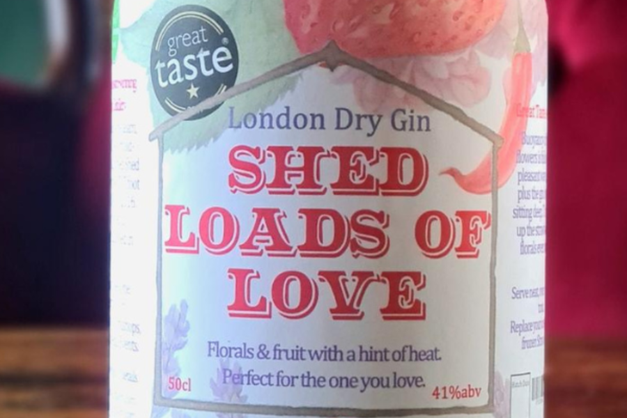 Label for Shed Loads of Love gin